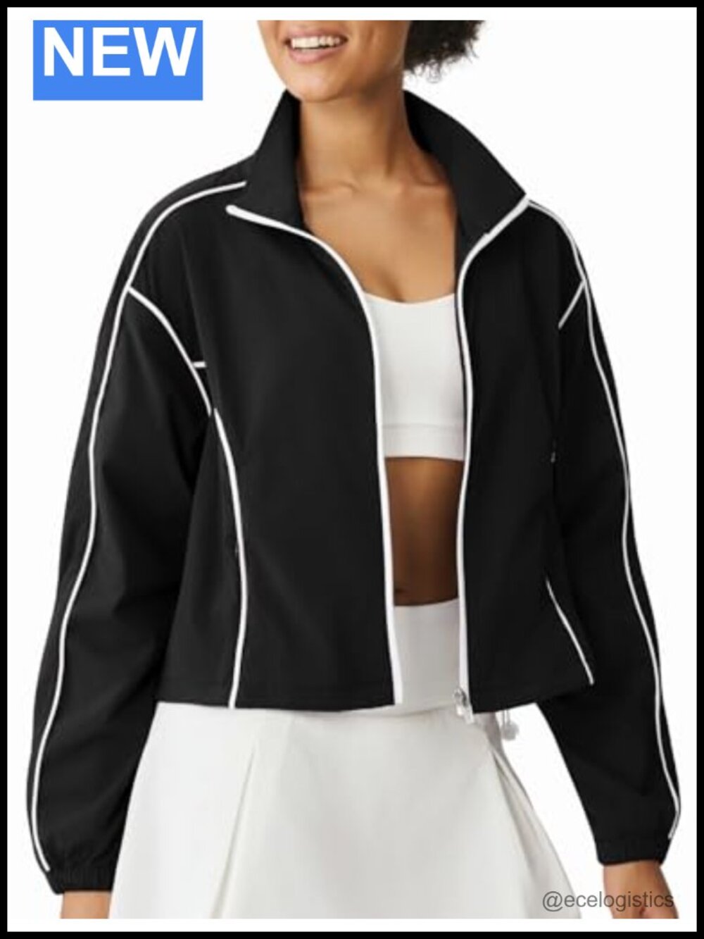 K-Swiss Women's Cropped Jacket - Lightweight Water-Resistant Zip Up Long Sleeve
